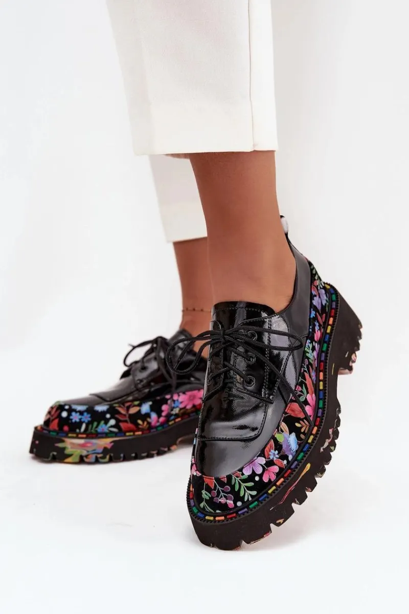 Półbuty Lakierowane|Półbuty Skórzane>Artiker Lakierowane Półbuty Z Naturalnej Skóry Ze Wzorem 57C0174 Czarne