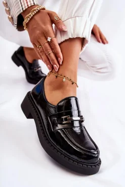 New Boto Lakierowane Półbuty Ze Srebrną Ozdobą Czarne Lemar Hestill Czarny