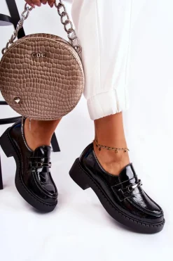 New Boto Lakierowane Półbuty Ze Srebrną Ozdobą Czarne Lemar Hestill Czarny