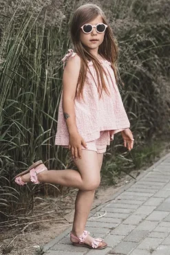 Hot Boto Lakierowane Sandałki Dziecięce Ozdobione Kwiatkami Różowe Tinette Różowy