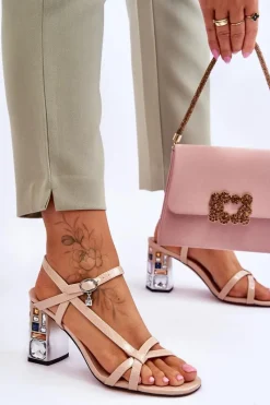 Sandały Na Słupku|Sandały Na Obcasie><noscript><img width=