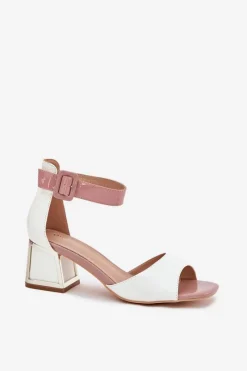 Sandały Na Słupku|Sandały Na Obcasie></noscript>Evento Lakierowane Sandały Damskie Na Słupku Białe Zennia