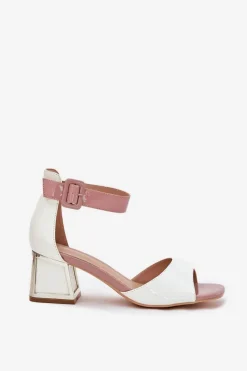Sandały Na Słupku|Sandały Na Obcasie></noscript>Evento Lakierowane Sandały Damskie Na Słupku Białe Zennia