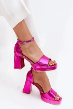 Sandały Na Słupku|Sandały Na Obcasie><noscript><img width=