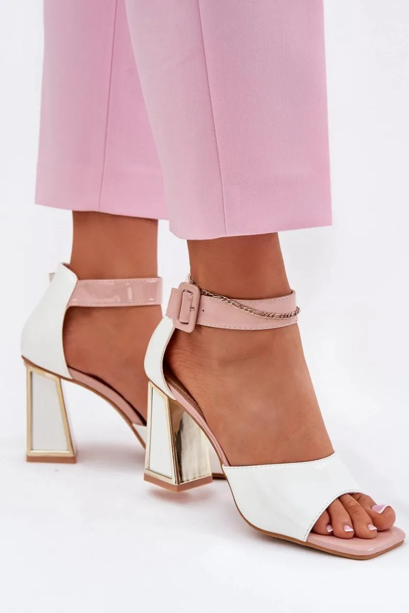 Sandały Na Słupku|Sandały Na Obcasie>Buty damskie Vinceza Lakierowane Sandały Damskie Na Słupku Vinceza 20266 Białe Biały