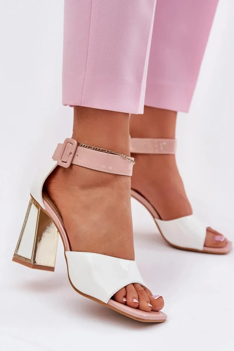 Sandały Na Słupku|Sandały Na Obcasie>Buty damskie Vinceza Lakierowane Sandały Damskie Na Słupku Vinceza 20266 Białe Biały