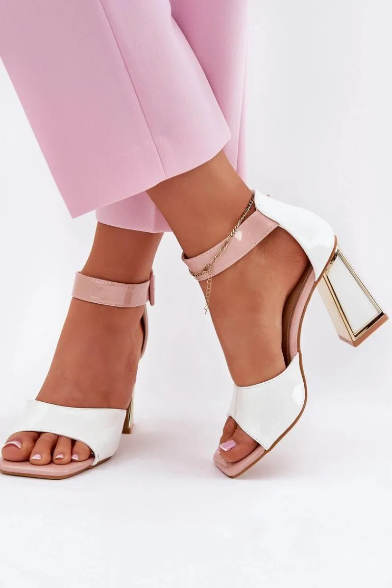 Sandały Na Słupku|Sandały Na Obcasie>Buty damskie Vinceza Lakierowane Sandały Damskie Na Słupku Vinceza 20266 Białe Biały