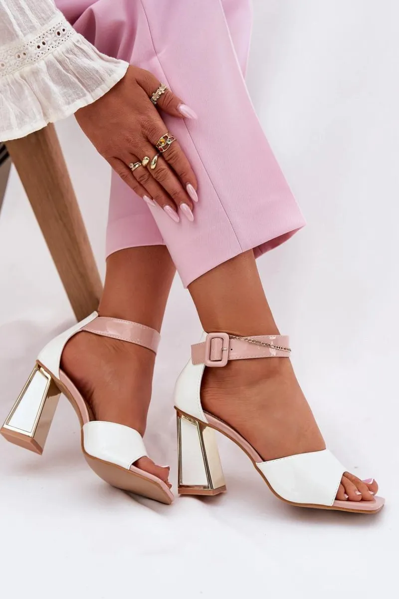 Sandały Na Słupku|Sandały Na Obcasie>Buty damskie Vinceza Lakierowane Sandały Damskie Na Słupku Vinceza 20266 Białe Biały