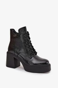 Botki Ocieplane|Botki Skórzane></noscript>Buty damskie Vinceza Lakierowane Skórzane Botki Damskie Na Platformie I Słupku Vinceza 66817 Czarne
