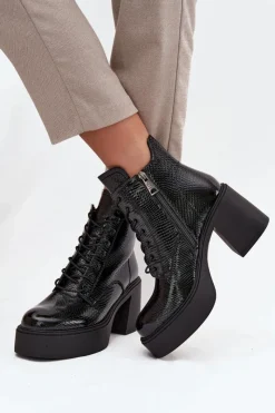 Botki Ocieplane|Botki Skórzane></noscript>Buty damskie Vinceza Lakierowane Skórzane Botki Damskie Na Platformie I Słupku Vinceza 66817 Czarne