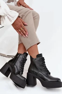 Botki Ocieplane|Botki Skórzane></noscript>Buty damskie Vinceza Lakierowane Skórzane Botki Damskie Na Platformie I Słupku Vinceza 66817 Czarne