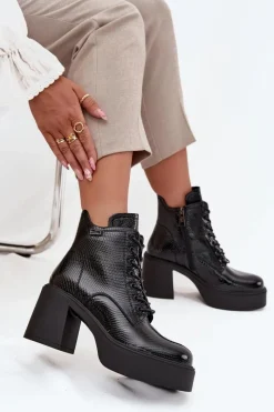 Botki Ocieplane|Botki Skórzane></noscript>Buty damskie Vinceza Lakierowane Skórzane Botki Damskie Na Platformie I Słupku Vinceza 66817 Czarne