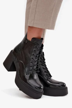 Botki Ocieplane|Botki Skórzane></noscript>Buty damskie Vinceza Lakierowane Skórzane Botki Damskie Na Platformie I Słupku Vinceza 66817 Czarne