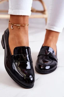 Półbuty Lakierowane>Buty damskie Vinceza Lakierowane Skórzane Półbuty Czarne Sherilyn