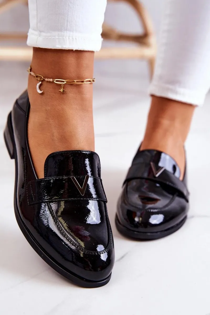 Półbuty Lakierowane>Buty damskie Vinceza Lakierowane Skórzane Półbuty Czarne Sherilyn