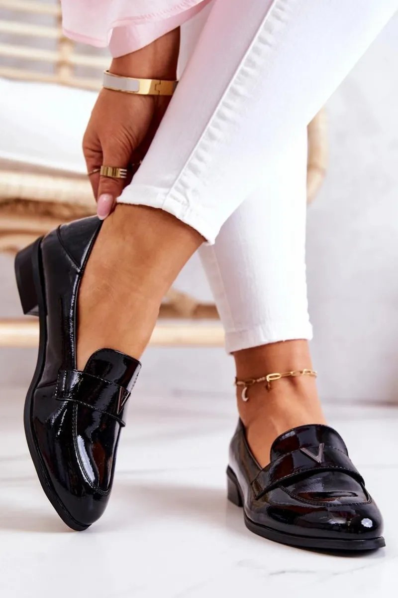 Półbuty Lakierowane>Buty damskie Vinceza Lakierowane Skórzane Półbuty Czarne Sherilyn