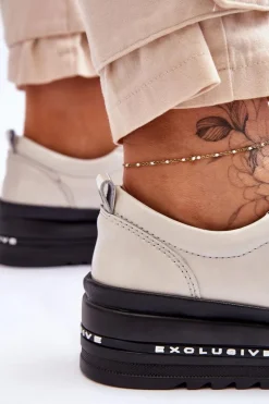 New Damskie buty S.Barski Lakierowane Sneakersy Damskie Na Platformie Beżowe S.Barski LR592B