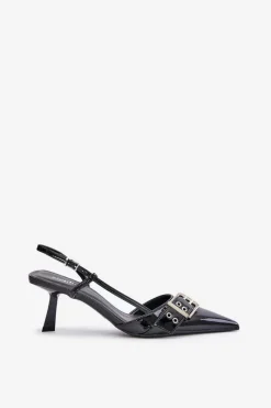 Lakierowane Szpilki Z Klamrą Czarne Zeisia Damskie Czółenka Klasyczne