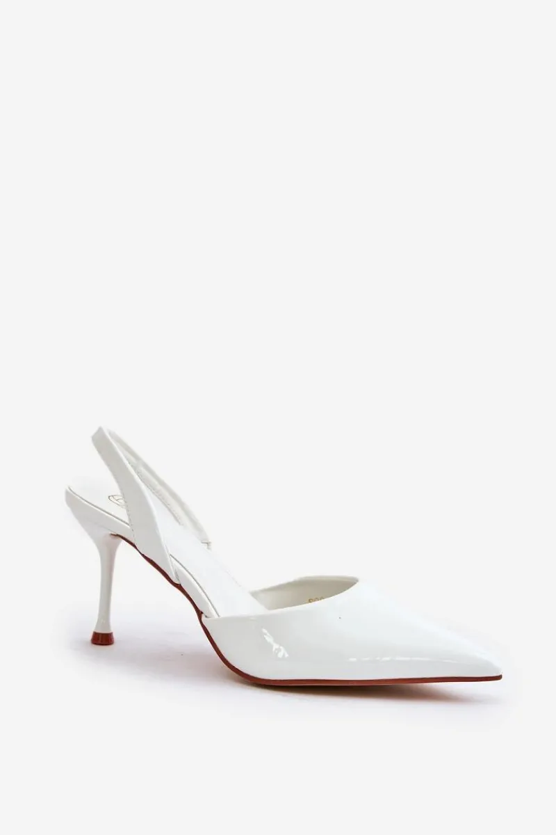 Sale Lakierowane Szpilki Z Odkrytą Piętą Białe Emmizola Damskie Czółenka Klasyczne