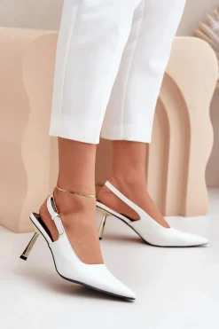 Czółenka Klasyczne>Boto Lakierowane Szpilki Z Odkrytą Piętą Białe Filona Biały
