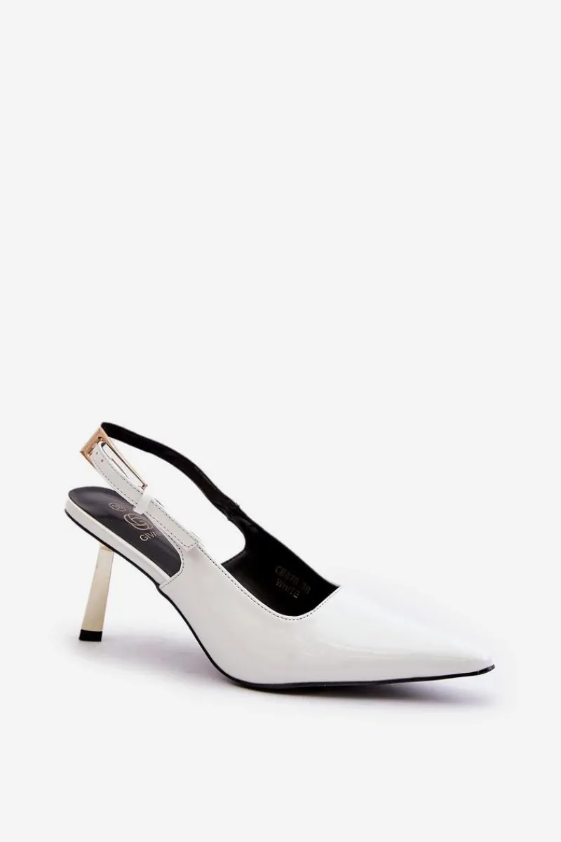 Czółenka Klasyczne>Boto Lakierowane Szpilki Z Odkrytą Piętą Białe Filona Biały