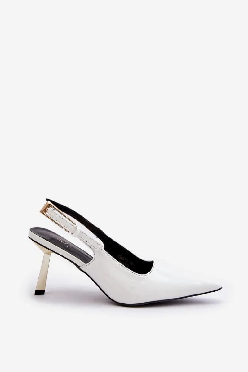 Czółenka Klasyczne>Boto Lakierowane Szpilki Z Odkrytą Piętą Białe Filona Biały