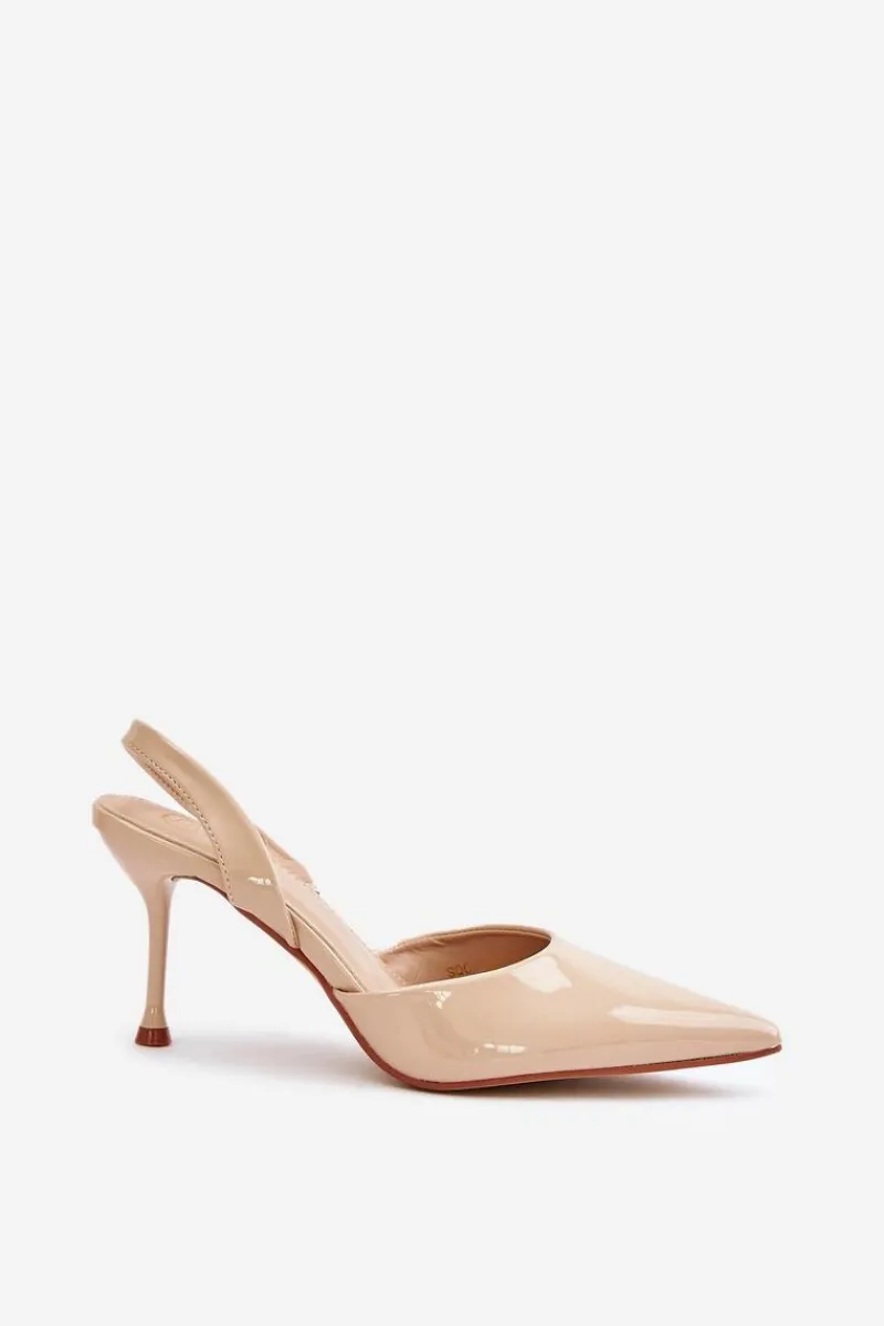 Best Boto Lakierowane Szpilki Z Odkrytą Piętą Beżowe Emmizola