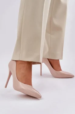 Sale Boto Lakierowane Szpilki Ze Szpiczastymi Noskami Beżowe Vizana