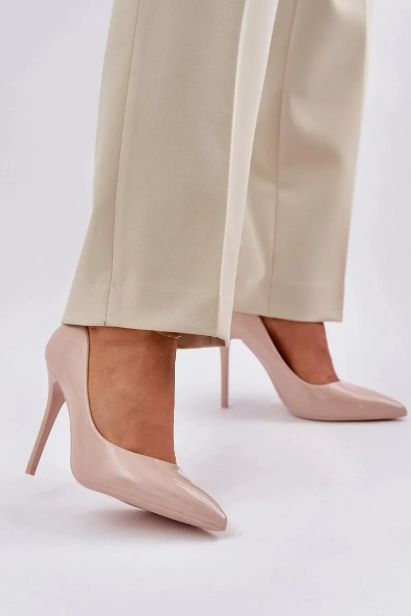 Sale Boto Lakierowane Szpilki Ze Szpiczastymi Noskami Beżowe Vizana