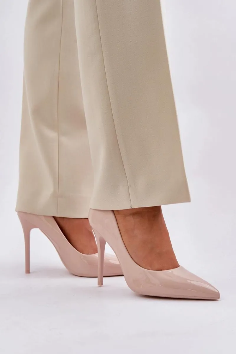 Sale Boto Lakierowane Szpilki Ze Szpiczastymi Noskami Beżowe Vizana