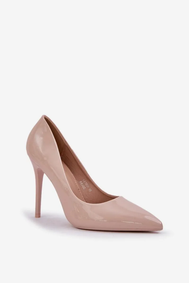 Sale Boto Lakierowane Szpilki Ze Szpiczastymi Noskami Beżowe Vizana