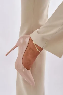 Sale Boto Lakierowane Szpilki Ze Szpiczastymi Noskami Beżowe Vizana