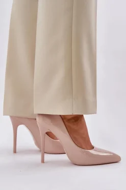 Sale Boto Lakierowane Szpilki Ze Szpiczastymi Noskami Beżowe Vizana