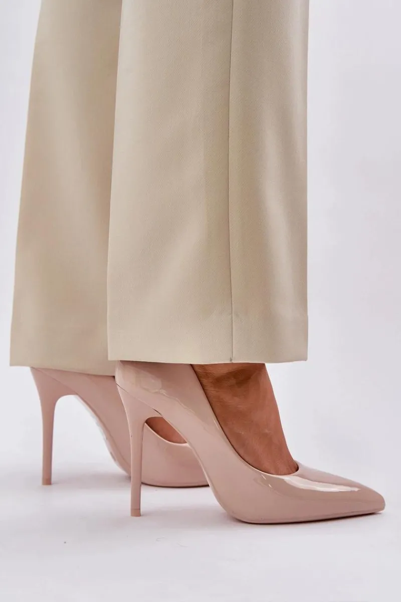 Sale Boto Lakierowane Szpilki Ze Szpiczastymi Noskami Beżowe Vizana