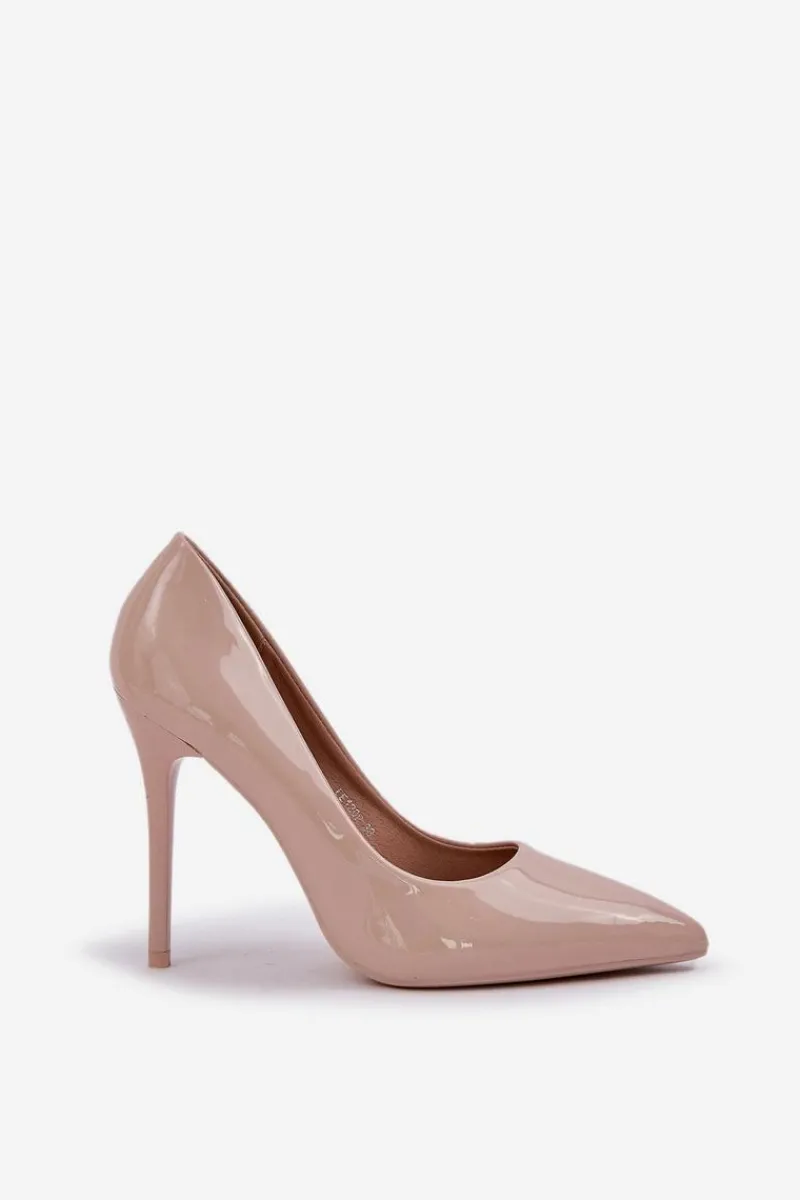 Sale Boto Lakierowane Szpilki Ze Szpiczastymi Noskami Beżowe Vizana