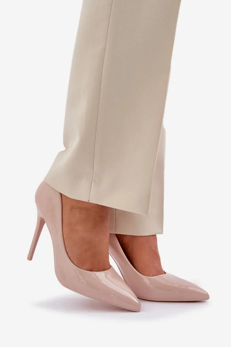 Sale Boto Lakierowane Szpilki Ze Szpiczastymi Noskami Beżowe Vizana