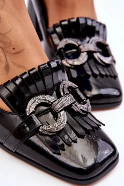 Online Damskie buty S.Barski Lakierowane Wygodne Czółenka Czarne Mercy Czarny