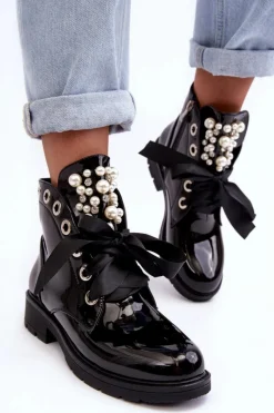 Botki Sznurowane|Czarne Botki><noscript><img width=