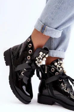 Botki Sznurowane|Czarne Botki><noscript><img width=