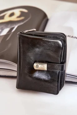 Boto Lakierowany Damski Portfel Portmonetka Czarny Yathika