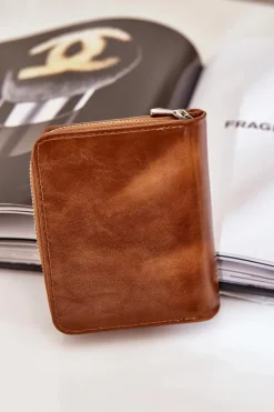 Lakierowany Damski Portfel Portmonetka Brązowy Yathika Portfele