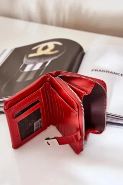 Outlet Lakierowany Damski Portfel Portmonetka Czerwony Yathika Portfele