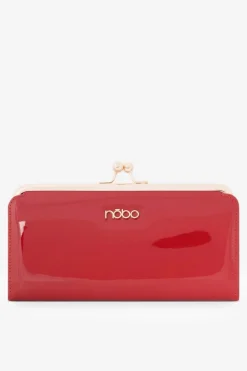 Portfele>Nobo Lakierowany Duży Portfel Damski NPUR-LR0061-C005 Czerwony