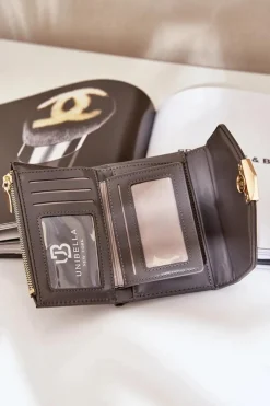 Portfele></noscript>Boto Lakierowany Portfel Damski Ciemno Rahner Szary