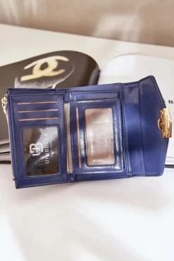 Online Boto Lakierowany Portfel Damski Granatowy Rahner Niebieski