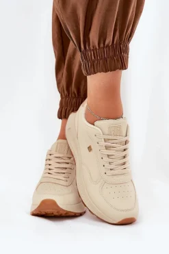 Buty Sportowe Big Star|Sneakersy Damskie>Big Star Shoes Lekkie Buty Sportowe Damskie Big Star RR274630 HI-POLY SYSTEM Beżowe Beżowy