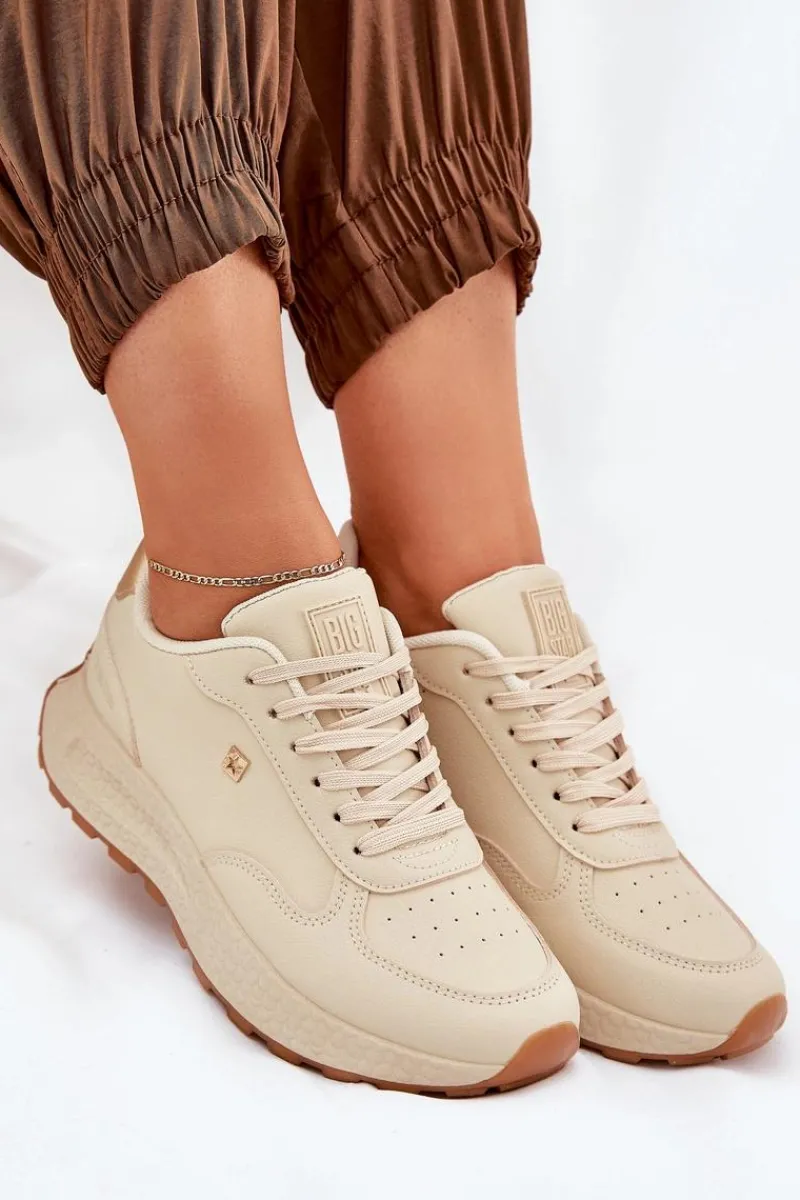 Buty Sportowe Big Star|Sneakersy Damskie>Big Star Shoes Lekkie Buty Sportowe Damskie Big Star RR274630 HI-POLY SYSTEM Beżowe Beżowy