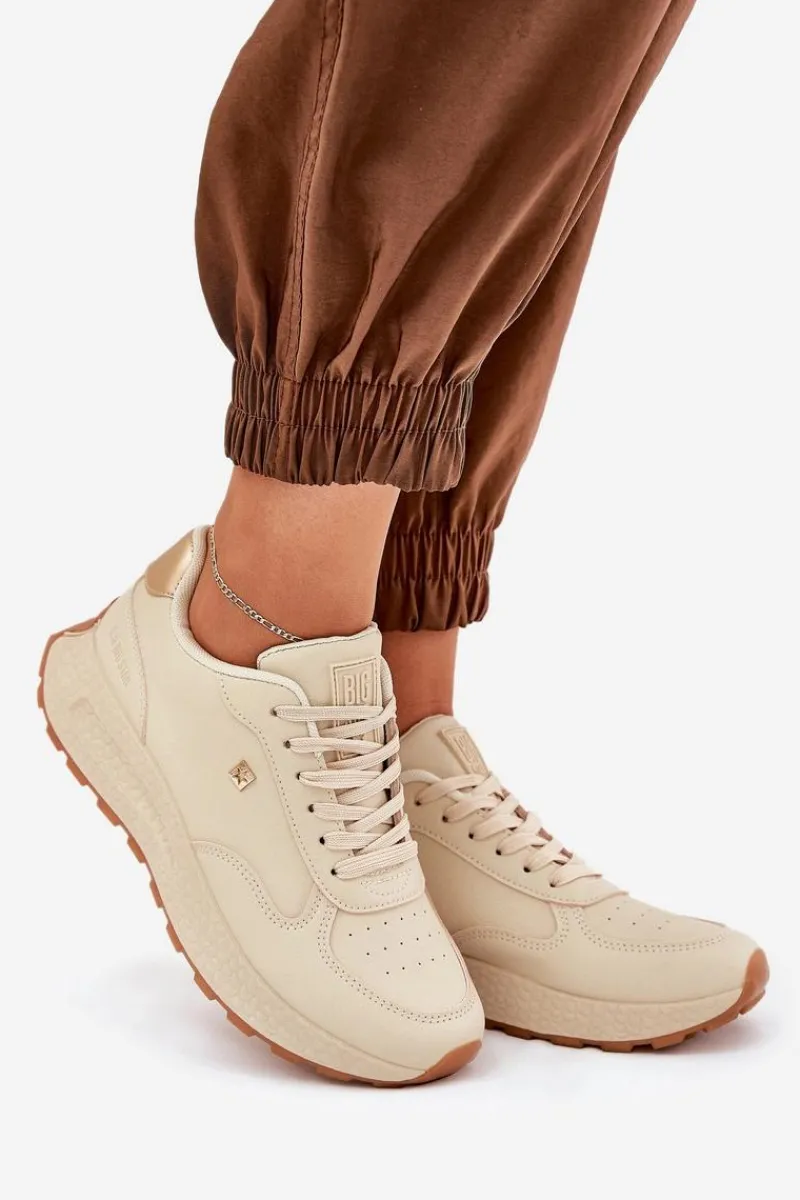 Buty Sportowe Big Star|Sneakersy Damskie>Big Star Shoes Lekkie Buty Sportowe Damskie Big Star RR274630 HI-POLY SYSTEM Beżowe Beżowy