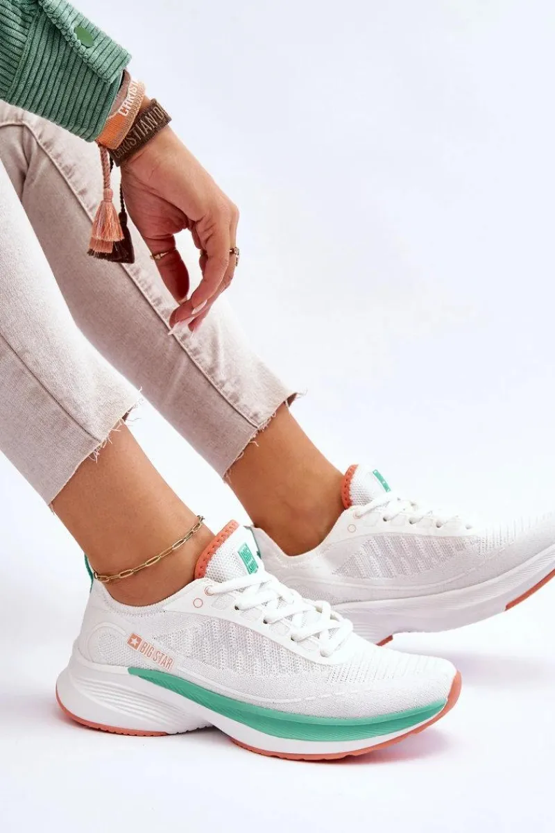 Lekkie Buty Sportowe Memory Foam System Big Star LL274328 Białe Damskie Buty Sportowe Big Star|Sneakersy Damskie