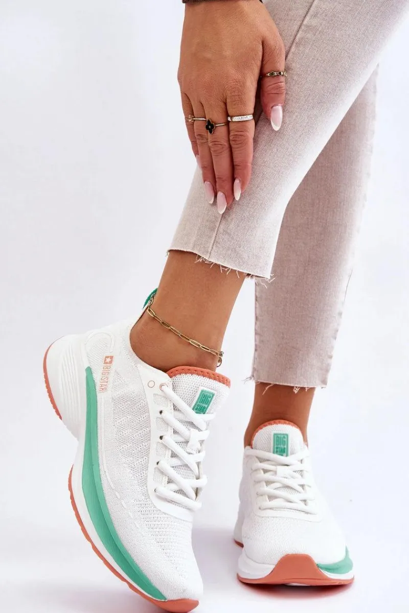 Lekkie Buty Sportowe Memory Foam System Big Star LL274328 Białe Damskie Buty Sportowe Big Star|Sneakersy Damskie